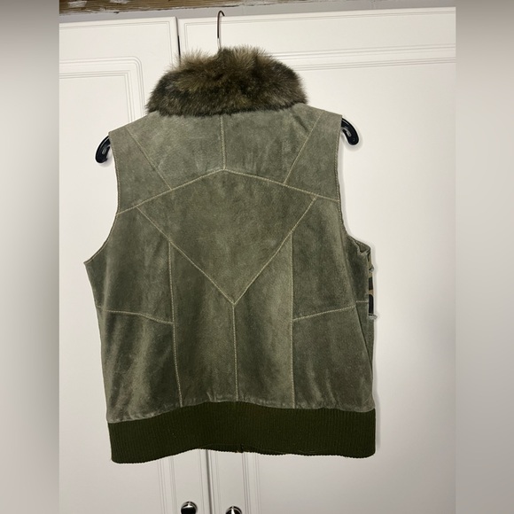 Wilsons Leather Suede Patchwork Camo Vest w/ Faux Fur Collar - Picture 10 of 12